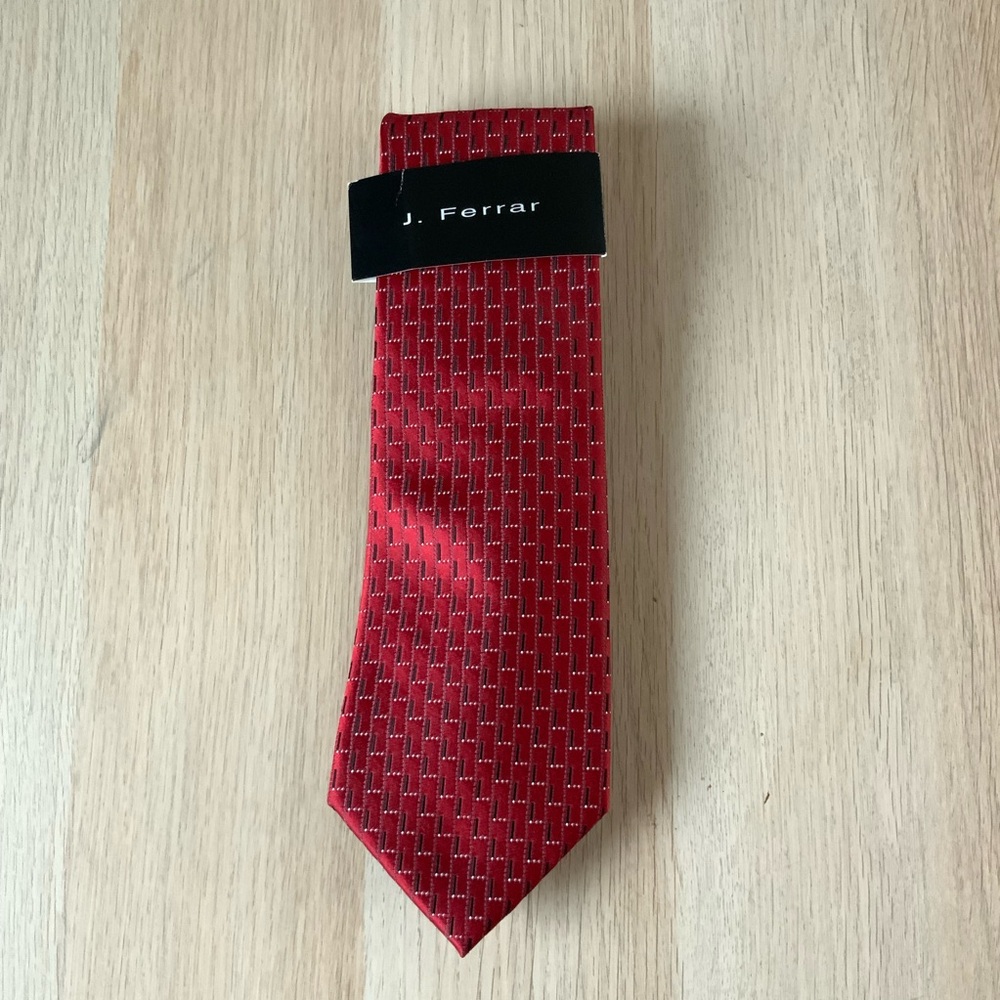 jf j.ferrar Red Geometric Pattern Tie